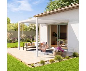PRIMEYARD Pergola adossée 3x3 m en blanc avec toit à lames en blanc - (400138)