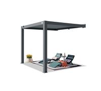 PRIMEYARD Pergola adossée 3x3 m en anthracite avec toit à lames en anthracite - (400140)