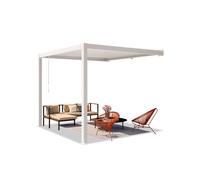 PRIMEYARD Pergola adossée 3x3 m en blanc avec toit à lames en blanc - (400138)