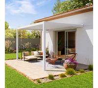 PRIMEYARD Pergola adossée 3x4 m en blanc avec toit à lames en blanc - (400139)