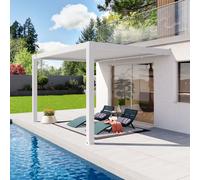 PRIMEYARD Pergola adossée 3x4 m en blanc avec toit à lames en blanc - (400143)