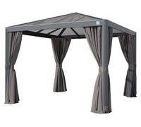 PRIMEYARD Tonnelle de Jardin 3x3 m avec Toit en Polycarbonate - Hardtop Pavillon avec 4 Parois latérales en gris