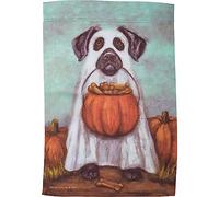 Primitives by Kathy 114310 Drapeau de Jardin décoratif Motif Chien fantôme avec friandises Multicolore