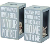 Primitives by Kathy Porte-Coquillages en Bois et Verre, pièce de la Plage avec Moi, 10,7 x 18,3 x 10,7 cm