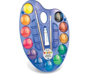 PRIMO aquarelle MAXI JUMBO 35 cm palette 12 couleurs + 2 pinceaux + badigeon