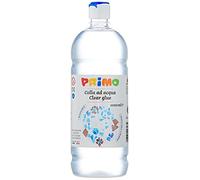 PRIMO - Colle Liquide Transparente à Base d'Eau 1kg avec Bouchon-Doseur, Fixation et Rechargeable, Produit de Papeterie pour Coller et Faire Briller les Travaux Créatifs des enfants +3 Ans