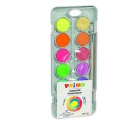 PRIMO Morocolor, Aquarelles en comprimé, Palette métallique 8 Couleurs 4 Couleurs fluorescentes, comprimés Aquarelle Ø30mm, Pigmentation élevée, Couleurs Vives et Brillantes, Made in Italy