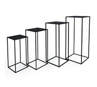 PrimoLiving Milano P-77792 Lot de 4 tabourets à fleurs carrés en métal - Design élégant - Idéal pour les plantes et la décoration - Noir