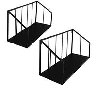 PrimoLiving P-12390 Lot de 2 étagères murales design noir en métal, élégantes étagères flottantes pour livres, décoration de salon, chambre à coucher, cuisine, bureau