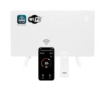 Princess Chauffage infrarouge Princess connecté - Panneau en cristal de carbone - 480 W -Thermostat réglable jusqu'à 50 °C - Minuterie 24 h - Programmation hebdomadaire (Blanc)