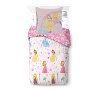 Princesse Disney, Parure de lit Enfant 140x200 cm, 100% Coton, lit 1 Personne - Comprend Housse de Couette, Drap Housse & taie d'oreiller 65x65 cm - Convient aux Lits de 90x190cm à 90x200cm