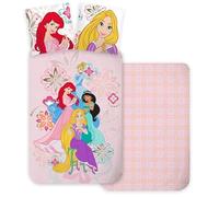 BrandMac Parure de lit Princesses Disney Housse de couette réversible 140x200 + taie 100% coton