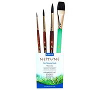 Princeton Neptune 4750 Series Lot de 4 pinceaux d'aquarelle synthétiques souples avec poils d'écureuil, aquarelle 1,9 cm, rond 2, 6 et 10, pinceaux de peinture d'artiste