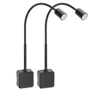 PRINCEWAY Lampe Applique Murale Liseuse de Lecture LED sur Prise avec Deux Interrupteur Tactile pour Éclairage de Chevet, 2 Pack Noire, 3 Modes de Couleur Eclairage, Angle Eclairage de 50°