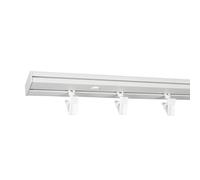 Print Cycero packaging Rail pour rideaux 1 voie 300cm - avec pinces à rideaux - Modèle en PVC blanc à glissement intérieur - Idéal pour voiles coulissants - Kit complet avec accessoires