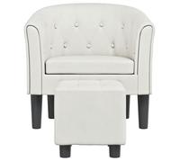 ""Printemps 2026 Soldes""1 PC Fauteuil d'appoint - CHAISE TV - Chaise cabriolet avec repose-pied blanc similicuir - 70x56x68 cm 2_8302