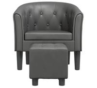 ""Printemps 2026 Soldes""1 PC Fauteuil d'appoint - CHAISE TV - Chaise cabriolet avec repose-pied gris similicuir - 70x56x68 cm 2_50367