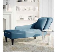 ""Printemps 2026 Soldes""1 PC Fauteuil d'appoint - CHAISE TV - Fauteuil long avec coussin et accoudoir droit bleu velours - 145x56x70