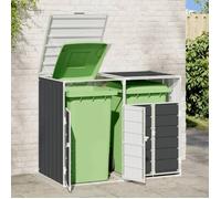 ""Printemps 2026 Soldes""Anthracite Rangement à roulettes pour poubelles pour deux bacs acier 2_466238
