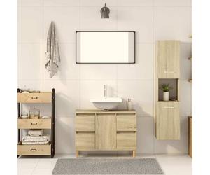 ""Printemps 2026 Soldes""Armoire de salle de bain - desgin classique - Meuble de rangement - Chêne sonoma 30x30x130 cm Aggloméré 2_179
