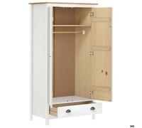 ""Printemps 2026 Soldes""Blanc Cabinet haut/Armoire de chambre Garde-robe à 2 portes Hill Blanc 89x50x170cm Bois de pin solide 2_46683