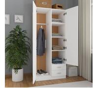 ""Printemps 2026 Soldes""Blanc Cabinet haut/Armoire de chambre Garde-robe Blanc 80x52x180 cm Bois d’ingénierie 2_880467