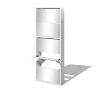 ""Printemps 2026 Soldes""Blanc Meuble à chaussures 5 étagères et miroir 63x17x169,5 cm Blanc 2_343223