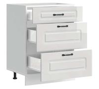 ""Printemps 2026 Soldes""Buffet de cuisine - Meuble Rangement - Meuble bas - de cuisine « Kalmar » Bois d'ingénierie blanc brillant 26