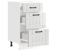 ""Printemps 2026 Soldes""Buffet de cuisine - Meuble Rangement - Meuble bas - de cuisine « Lucca » Bois d'ingénierie blanc brillant 996