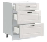 ""Printemps 2026 Soldes""Buffet de cuisine - Meuble Rangement - Meuble bas - de cuisine « Porto » Bois d'ingénierie blanc brillant 963