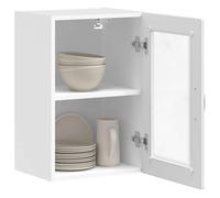""Printemps 2026 Soldes""Cabinet suspendu - armoire pour mur de cuisine - avec rangement - avec porte en verre Porto blanc brillant 35