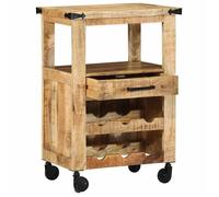 ""Printemps 2026 Soldes""Chariot de cuisine/Chariot de Service - Desserte cuisine - Marron 55 x 40 x 80cm Bois de mangue massif 196549