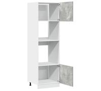 ""Printemps 2026 Soldes""Gris Armoire Bas de Restaurant/Meuble colonne - Meuble micro-ondes ""Lyon"" Gris béton 60x57x207 cm Bois d'ingé