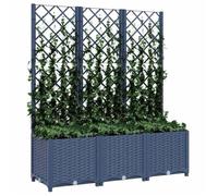 ""Printemps 2026 Soldes""Gris Lit de jardin mobile/ BAC A FLEUR Jardinière avec treillis bleu gris 120x40x136 cm PP 2_969301