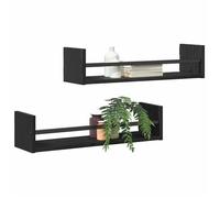 ""Printemps 2026 Soldes""Meuble Étagère/Mini Bibliothèque - desgin classique - Étagère Murale Montage mural 2 pcs Chêne noir 60x16x14