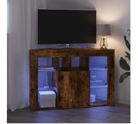""Printemps 2026 Soldes""Meuble TV LED - Armoire multimédia avec éclairage LED/Cabinet HIFI - d'Angle Chêne fumé 100 x 40 x 68cm Bois