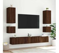 ""Printemps 2026 Soldes""Meubles TV muraux lumières LED - Armoire multimédia avec éclairage LED/Cabinet HIFI - 2pcs chêne marron 40,5