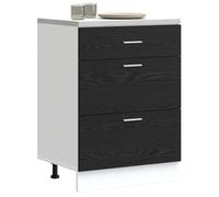 ""Printemps 2026 Soldes""Noir Armoire Bas de Restaurant/Meuble colonne - Meuble de cuisine bas avec tiroir Chêne noir 60x46x81,5 cm 2_