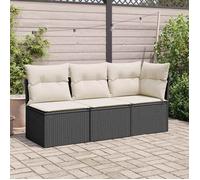 ""Printemps 2026 Soldes""Noir Chaise de jardin sans accoudoirs avec coussins noir poly rotin 2_663670