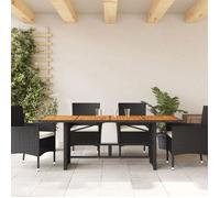 ""Printemps 2026 Soldes""Noir Meuble d'extérieur Table de balcon Table de jardin - et dessus en bois d'acacia noir résine tressée 2_42