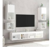 ""Printemps 2026 Soldes""Unité Chevets Suspendu - Tables de chevet murales/Cabinet HIFI Muraux - avec lumières LED 2pcs blanc 9773964