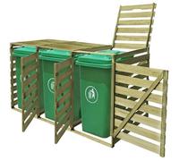 ""Printemps 2026 Soldes""Vert Abri pour poubelle triple 240 L Bois imprégné 2_915180