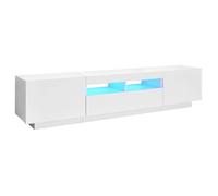 ""Printemps/été 2025"" Armoire HiFi - JM - Meuble TV - facile à nettoyer - avec lumières LED - Blanc 180x35x40 cm EU1398