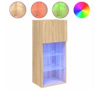 ""Printemps/été 2025"" Armoire HiFi - JM - Meuble TV - facile à nettoyer - avec lumières LED - chêne sonoma 40,5x30x90 cm EU1311