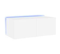 ""Printemps/été 2025"" Armoire HiFi - JM - Meuble TV - facile à nettoyer - mural avec lumières LED - blanc 80x35x31 cm EU1448