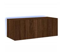 ""Printemps/été 2025"" Armoire HiFi - JM - Meuble TV - facile à nettoyer - mural avec lumières LED - chêne marron 80x35x31 cm EU1573