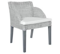 ""Printemps/été 2025"" Chaise à manger fauteuil cuisine avec coussin Gris Rotin naturel - 60x59x76 cm LV3252