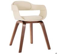 ""Printemps/été 2025"" Chaise de salle à manger, fauteuil cuisine, Blanc Bois courbé et similicuir - 49x51x70 cm LV3341