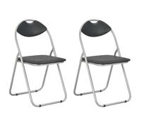 ""Printemps/été 2025"" Chaises pliantes à manger lot de 2 - SOLOMON - noir similicuir - 44x43x80.5 cm LV2279