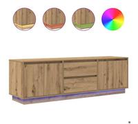 ""Printemps/été 2025"" Meuble TV avec éclairages LED chêne artisanal 160,5x41x50 cm EU2634